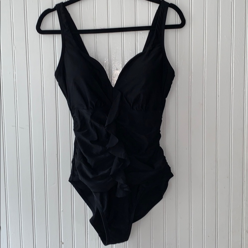 Ruched with Center Ruffle One-Piece Swimsuit